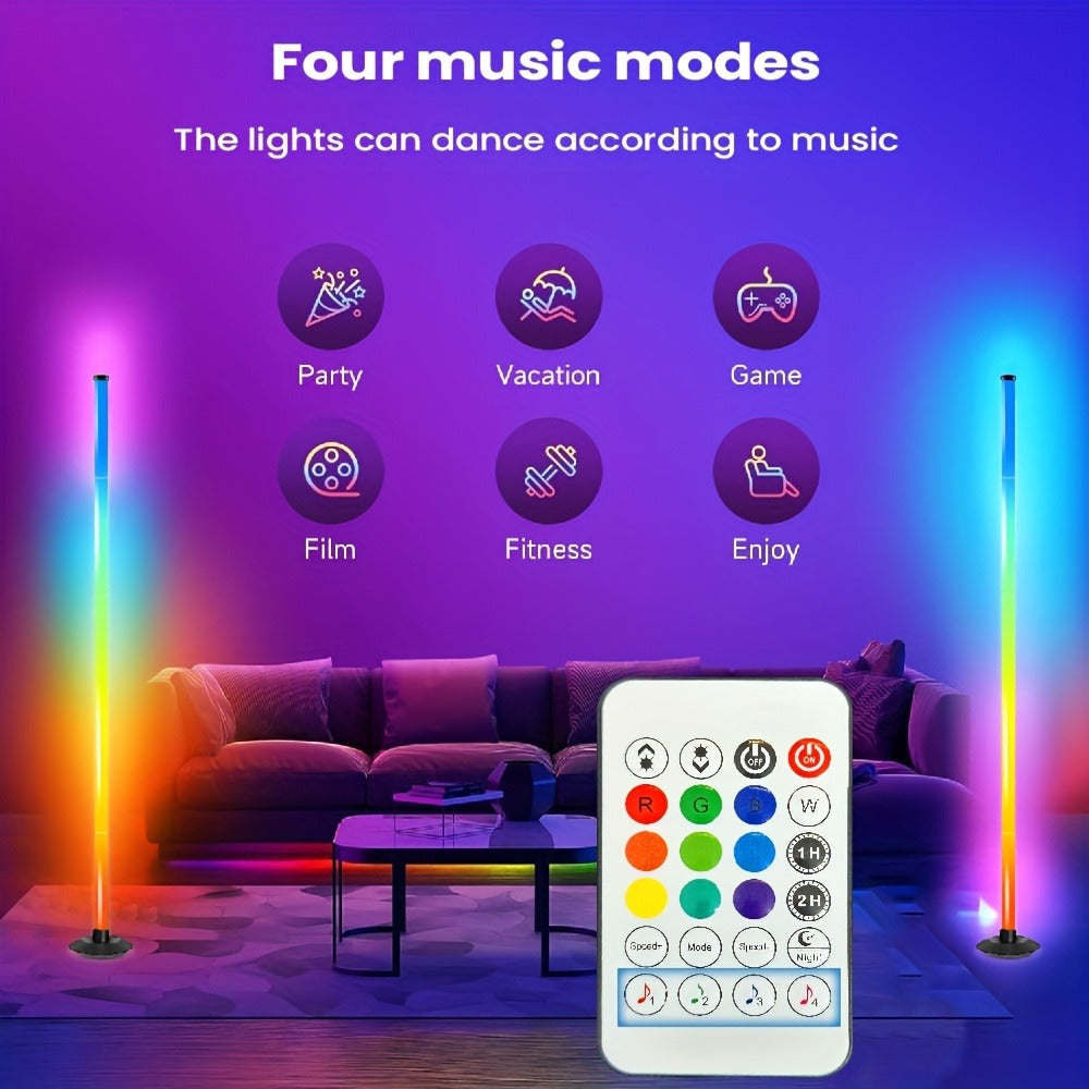 RGB Floor Lamp with Remote Control USB Powered, Color Changing LED Corner Lamp with Adjustable Brightness