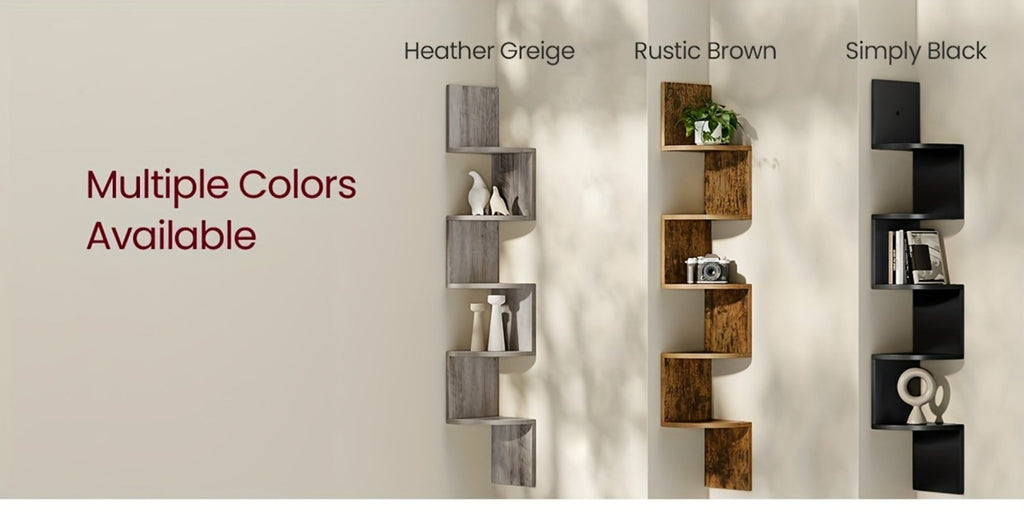 Corner Floating Shelf 5-Tier Wall Mount, Space Saving Storage Rack for Bedroom Living Room, Radial Display Organizer