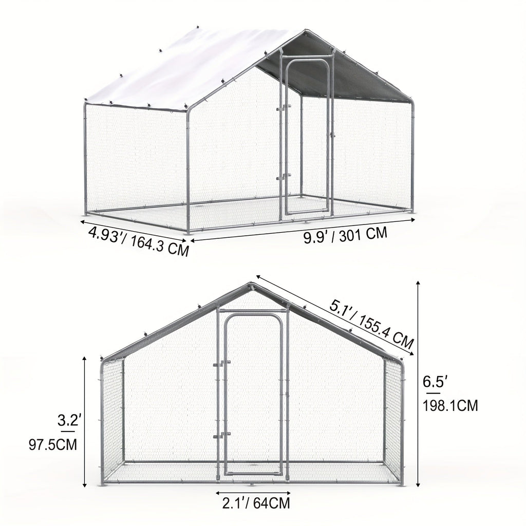 Metal Chicken Run Outdoor Poultry Cage Large Walk-in Enclosure for Chickens Ducks Rabbits for Garden, Patio and Yard Use