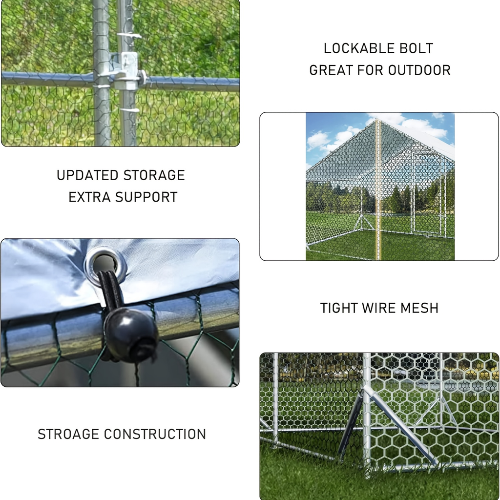 Metal Chicken Run Walk-in Poultry Enclosure with UV Protection - Dome Flat & Spire Roof Styles