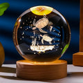Night Light 2.36-Inch Sea Turtle Crystal Orb Lamp with Color-Changing LED and Wood-Tone Round Base