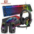 Complete 5-in-1 Gaming Setup Bundle RGB, 104 Keys Wired Keyboard, 2400 DPI Optical Mouse, Gaming Headphone