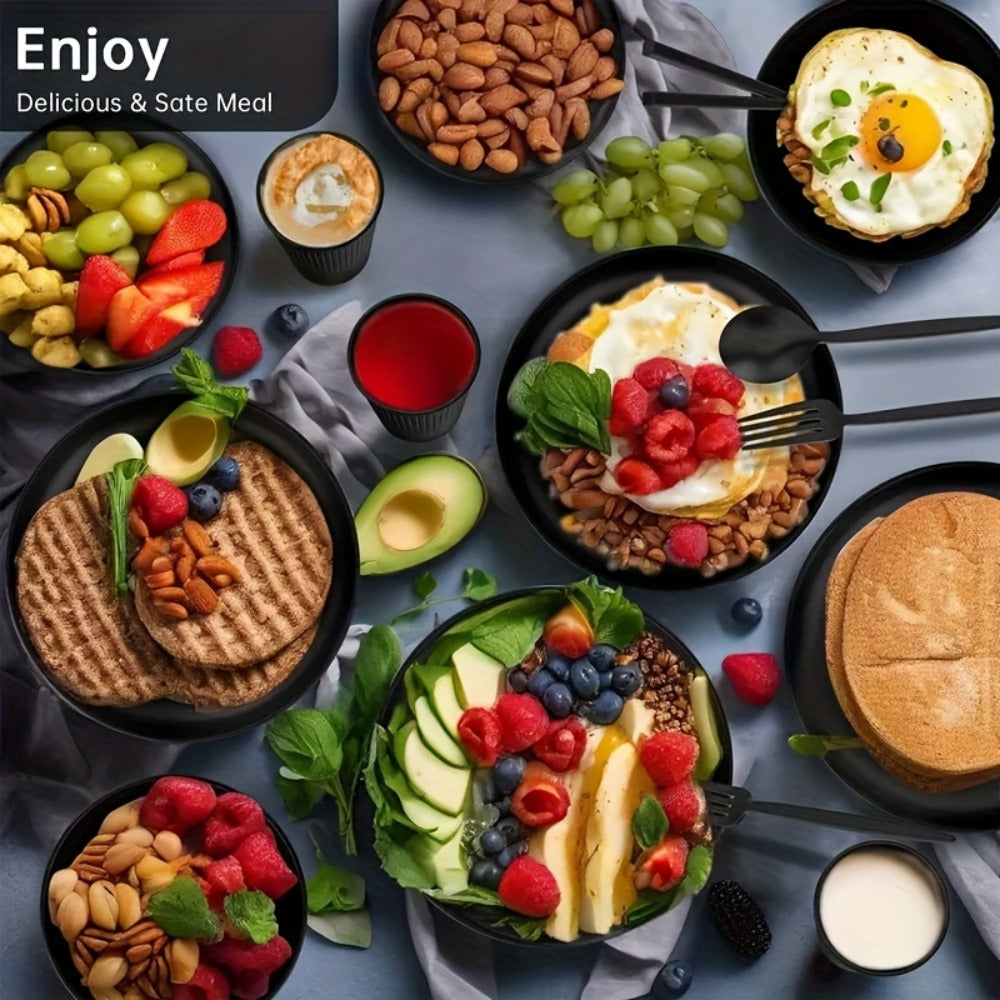 Wheat Straw Dinnerware Set Unbreakable 16 or 32-Piece Service for 4 or 8, Lightweight Dishwasher Microwave Safe Dish Set with Plates Bowls