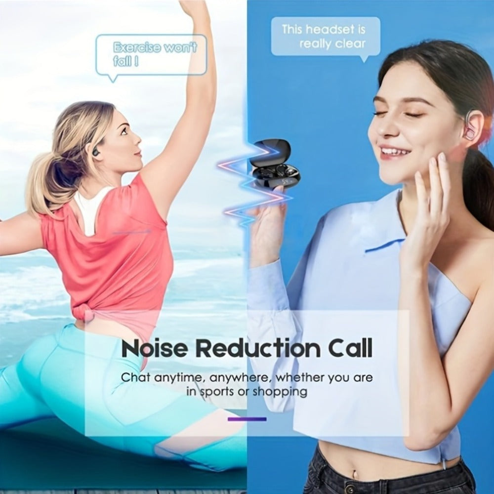 Wireless Earbuds Bluetooth 5.4 Open-Ear Sport Hooks with LED Charging Case in Black or Pale Red
