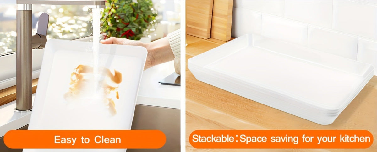 Serving Tray Set of 4, Reusable Plastic Platters for Fruit, Cookies, Dessert & Snacks, Kitchen Party Organizer