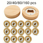 Bamboo Magnetic Bottle Opener Bulk 20 40 80 160 Pack – Round Fridge Magnet Blank Bottle Opener for Wedding Favors Party Gifts Kitchen Decor