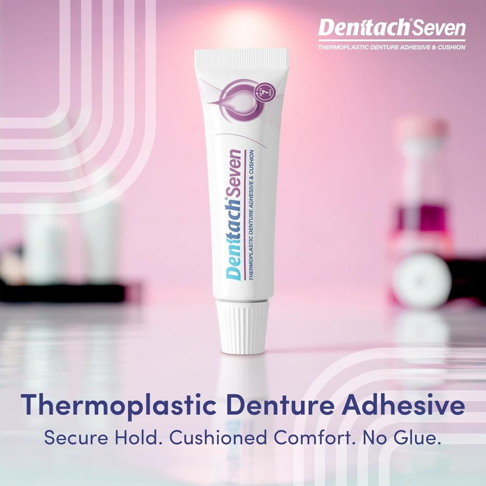 Thermoplastic Denture Cushion Adhesive & Soft Reliner, 7-Day Secure Hold, Zinc-Free No-Glue Formula, Upper &