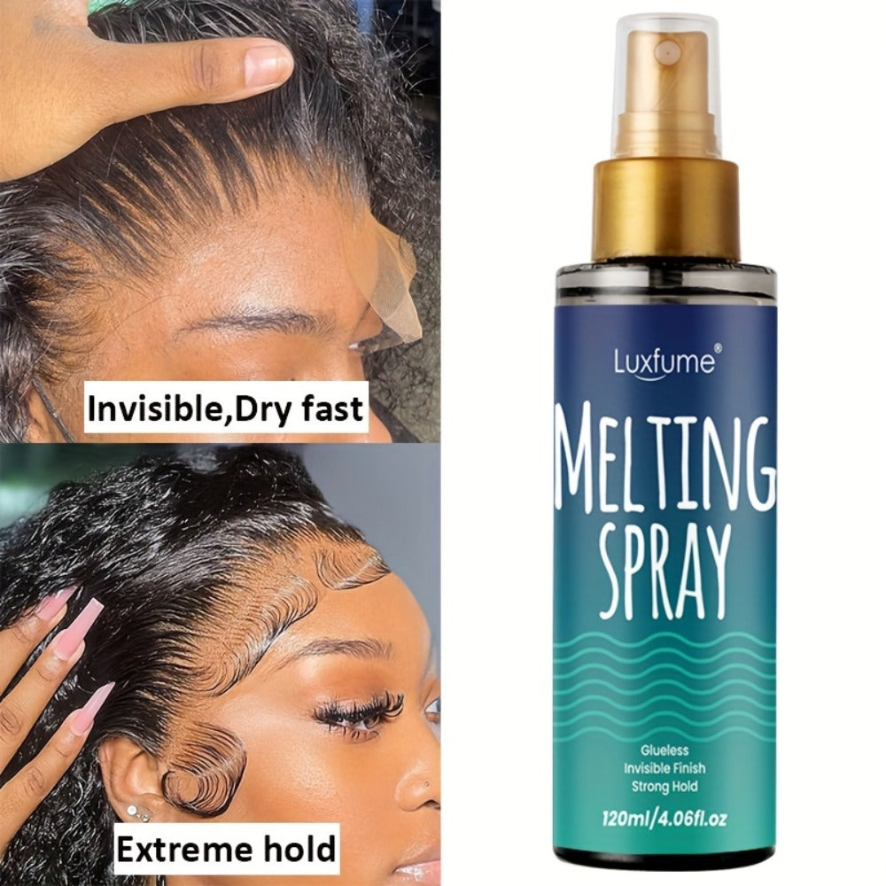 Lace Melting Spray for Wigs Invisible Hold No Residue Strong Bond Transparent Wig Adhesive for Home, Travel and Salon Hair Styling