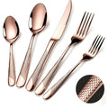 40- or 48-Piece Hammered-Handle Flatware Set in Rose Gold or Silver with Option-Specific Knives