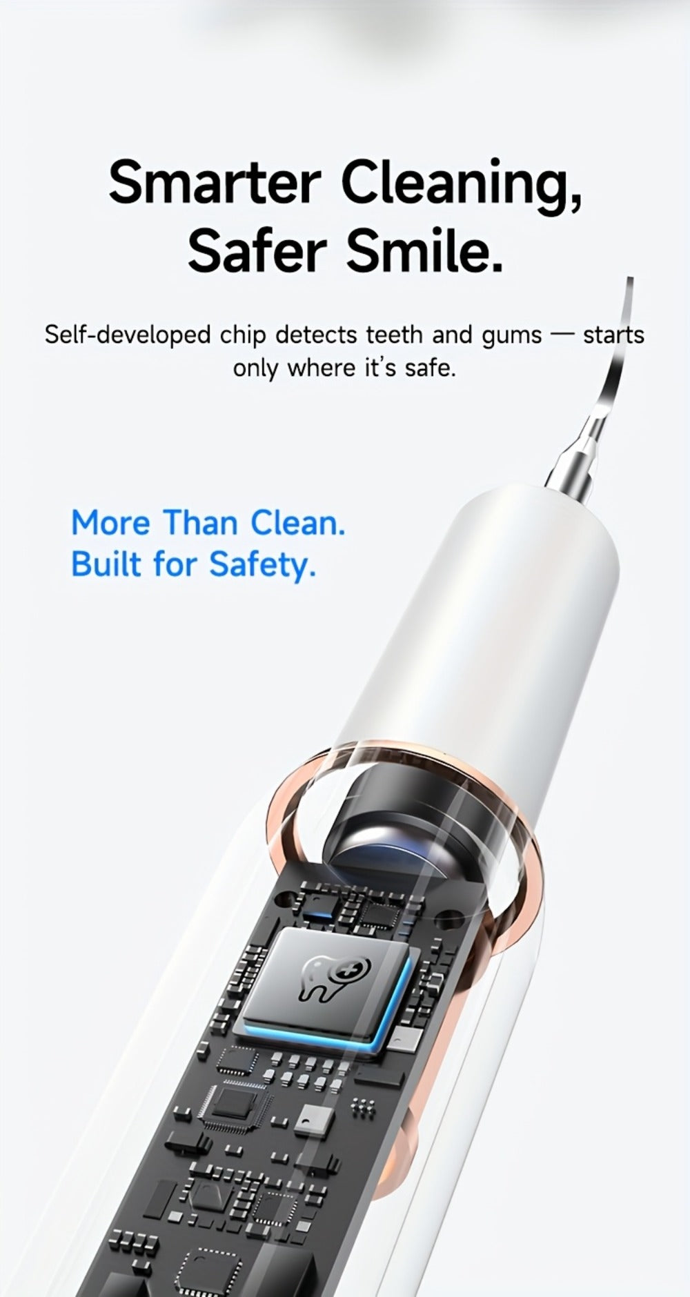 Interdental Plaque Remover with LED Light, Electric Teeth Cleaner, 5 Cleaning Modes, 2 Replacement Heads