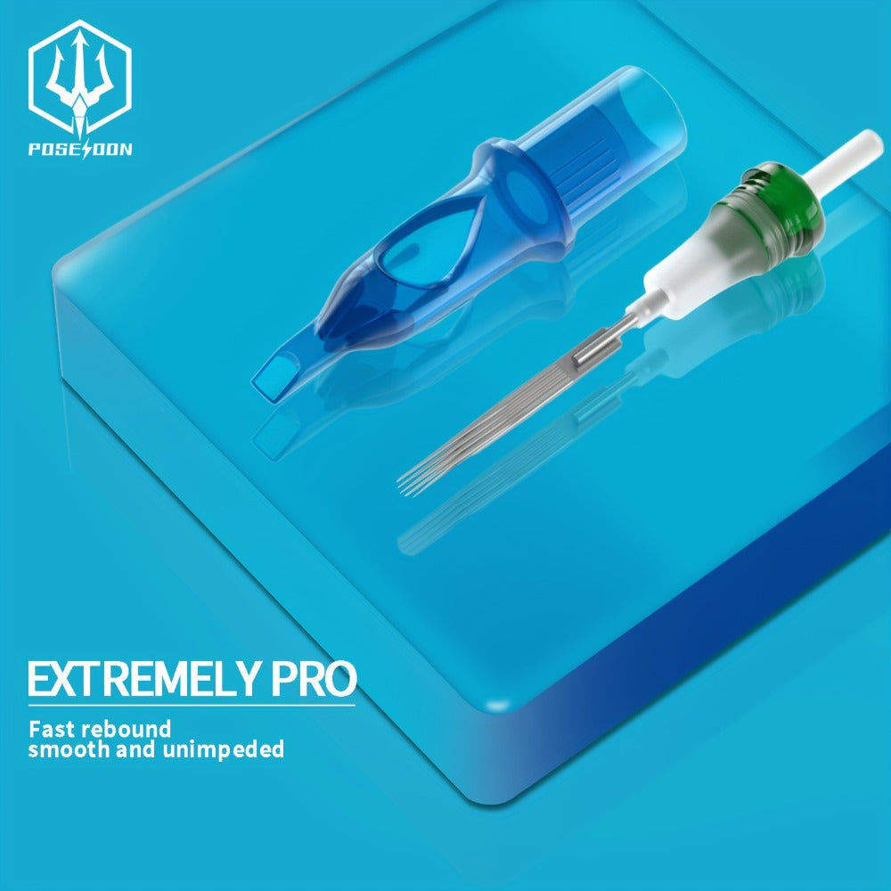 Tattoo Cartridge Needles 50Pcs Mixed Sizes - POSEIDON V3 Assorted Sterilized Cartridge for Temporary Body Art, Festivals and Costumes