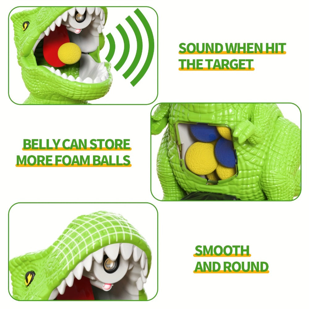 Dinosaur Shooting Game Toy with Sound Light & Spray, Movable Dino Target Launcher Set with Foam Bullets & Goggles for Boys Kids Ages 3+