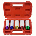 Lug Nut Socket Set 5-Piece 1/2" Drive Deep Impact Sockets – Wheel & Tire Removal and Installation Tool for Cars, Trucks & SUVs
