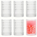 Clear Hobnail Drinking Glasses, Six-Piece 13-Ounce Tumbler Set with Embossed Dot Pattern for Table Settings