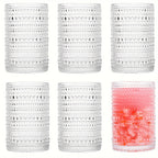 Clear Hobnail Drinking Glasses, Six-Piece 13-Ounce Tumbler Set with Embossed Dot Pattern for Table Settings