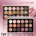 Eyeshadow Palette ANNA ROSE 18-Shade Compact with Pink-Brown Color Themes and Matte-Shimmer Finish Mix