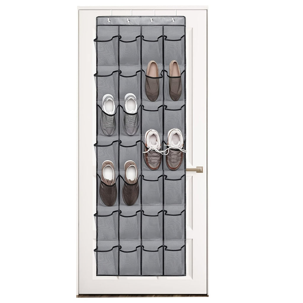 Over Door Shoe Storage Organizer with 28, 35 or 40 Mesh Compartments and Included Hooks for Home Organization