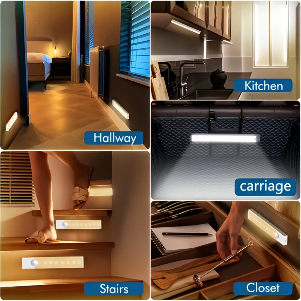 Motion Sensor Cabinet Light 6 Pack – USB-C Rechargeable LED Under Cabinet Lighting for Home Cooking, Dining and Outdoor Meals