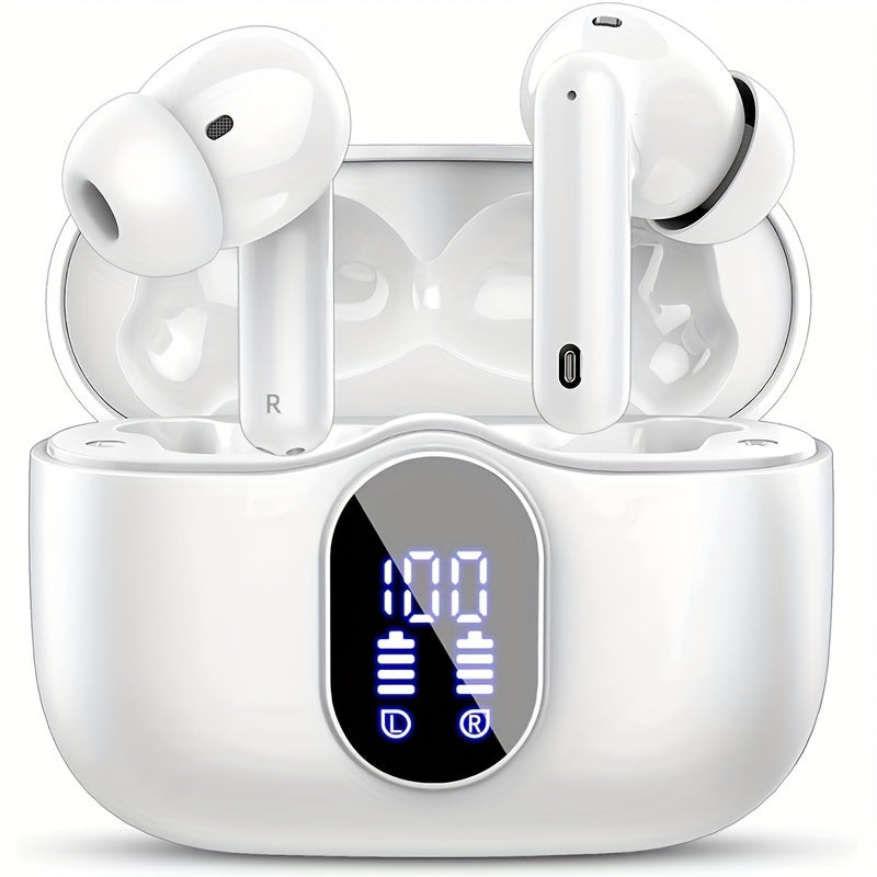 Wireless Earbuds Bluetooth 5.3 with Call Noise Reduction Mic, LED Display Case and Eight Color Options