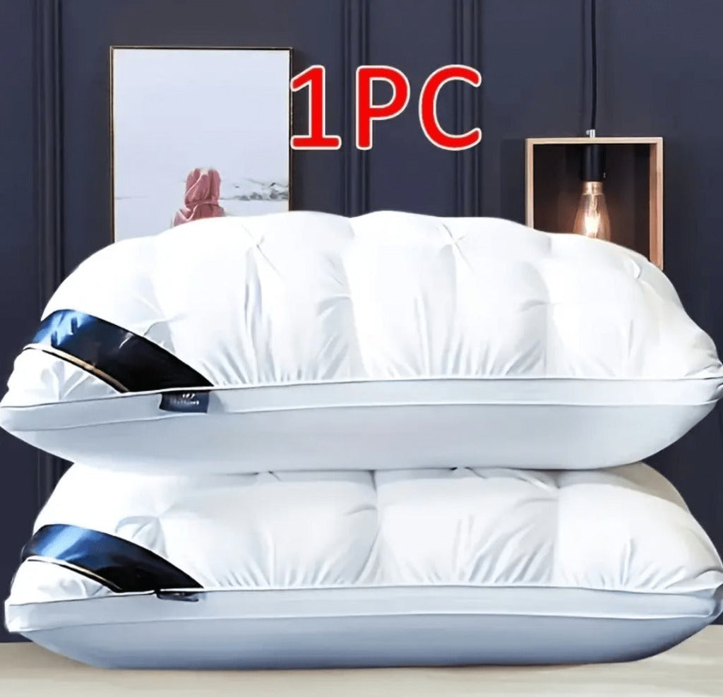 Hotel Quality Pillow Soft Polyester Fiber Deep Sleep Neck Support – No Collapse All Season Machine Washable Satin Cover Zipper Closure White