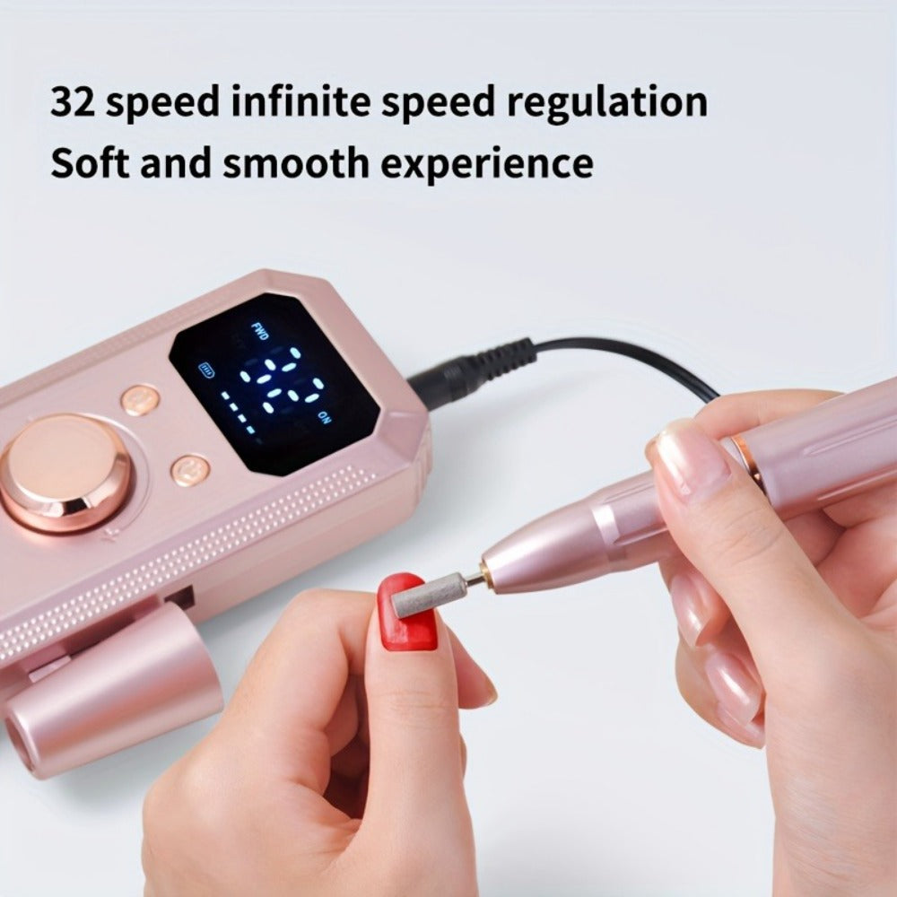 Cordless Electric Nail Drill Machine Rechargeable Professional E-File 11 Bits 20 Sanding Discs High Speed Acrylic Gel Natural Nails