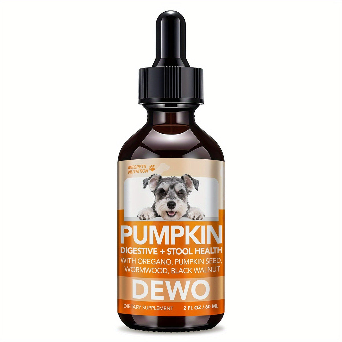 Pet Gut Wellness Drops with Black Walnut & Pumpkin Seed – Digestive Supplement for Dogs & Cats, Flora Balance