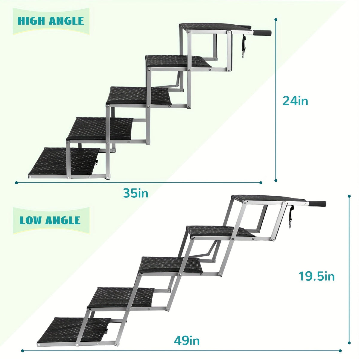 Dog Ramp for Cars Portable Folding Pet Stairs for SUV Trucks & Large Dogs – Non-Slip Surface Reinforced Steps Supports Up to 200 lb