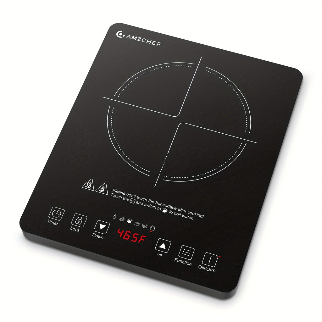 Induction Cooktop 1800W Single Burner Countertop Induction Cooker with Touch Control Timer for Home Cooking, Dining and Outdoor Meals