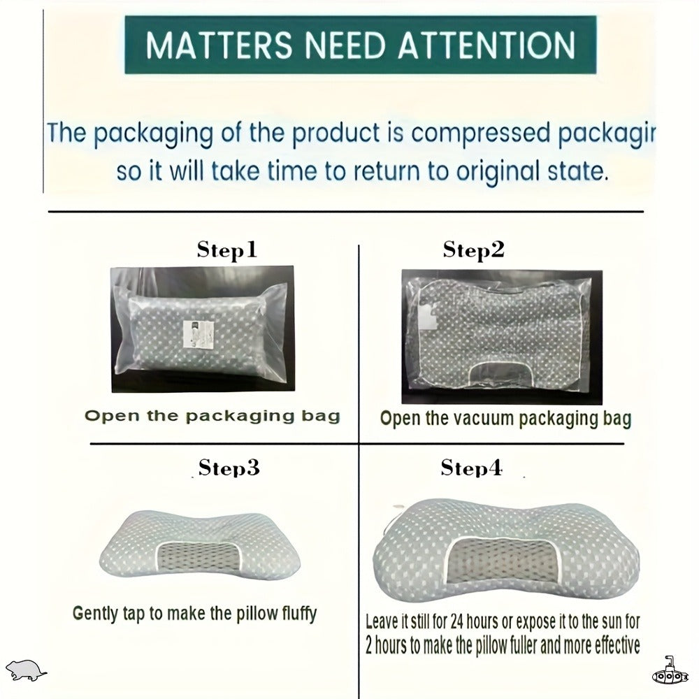 Cervical Contour Neck Massage Pillow – Ergonomic Bone-Shape Support with Detachable Moisture-Absorbing Cover | Soft High-Quality Pillow Core