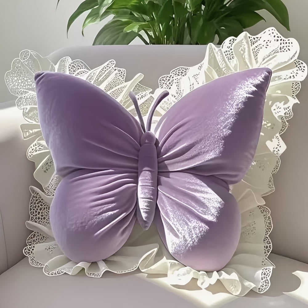 Butterfly Lumbar Pillow Cute Waist Support Cushion for Back Sleepers Home Bedroom Car Seat for Entryways, Bedrooms and Living Spaces