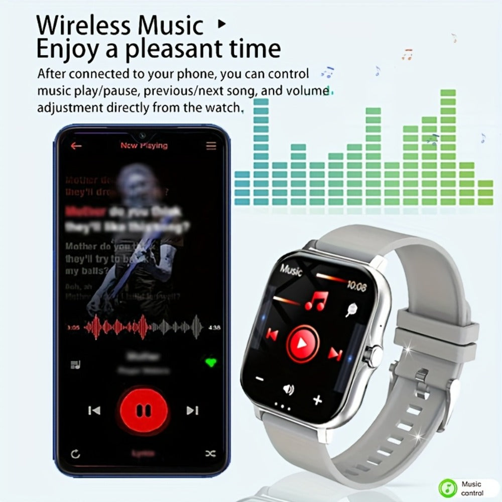 Smartwatch Email Display 1.83" Full Touch – Wireless Calling, Pedometer, Activity Tracker, Multi-Exercise Modes, Dual TPU Strap, USB