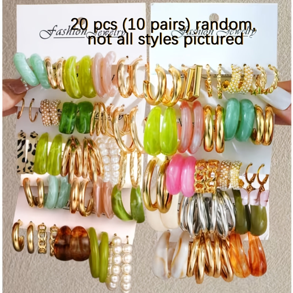 Geometric Earring Set with 20 or 30 Colorful Assorted Pieces in Three Style Options for Mix-and-Match Wear