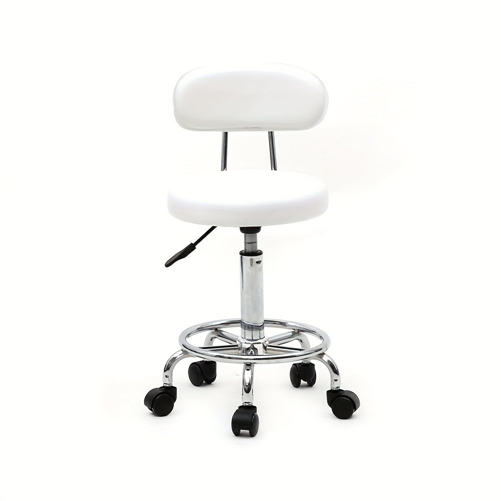 Adjustable Salon Stool with Back 360 Swivel PU Leather Cushioned Round Seat Chair for Salon Barber Spa Esthetician Home Office Vanity Makeup
