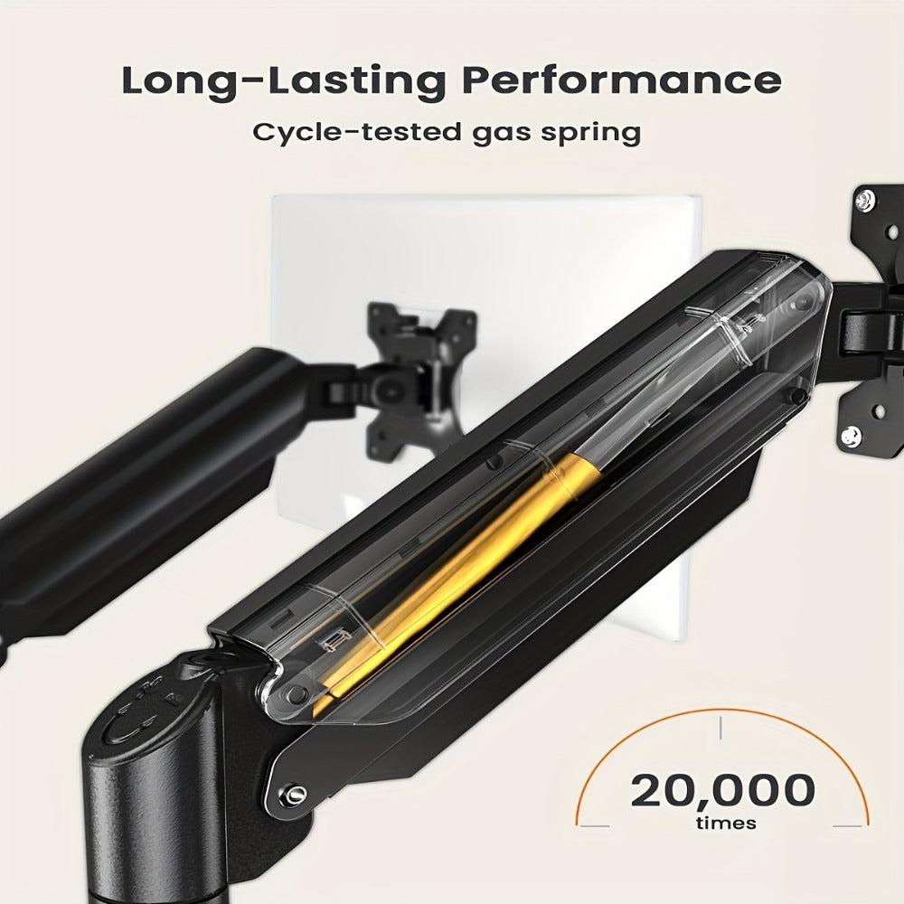 Aluminum Alloy Gas Spring Monitor Arm, Full Motion Swivel Tilt Rotate, Desk Mount for 13-32 Inch Screens