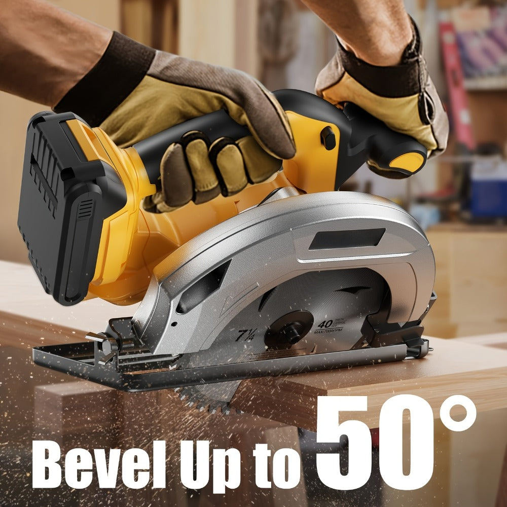 Brushless Cordless Circular Saw for Dewalt 20V MAX Battery – 7-1/4 Inch 0-50° Bevel Cut Electric Saw with Saw Blades Included