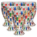 Mosaic-Pattern Drinking Glasses with Footed Bases, Two- or Six-Piece Colorful Goblet Sets for Table Settings