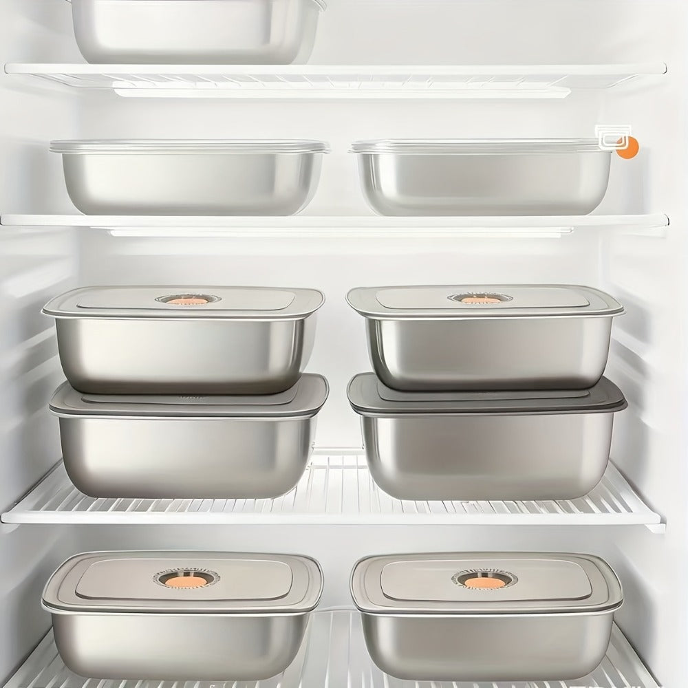 Stainless Steel Food Storage Containers, 6-Pack Airtight Stackable Meal Prep Containers with Lids – 40.58 oz Each