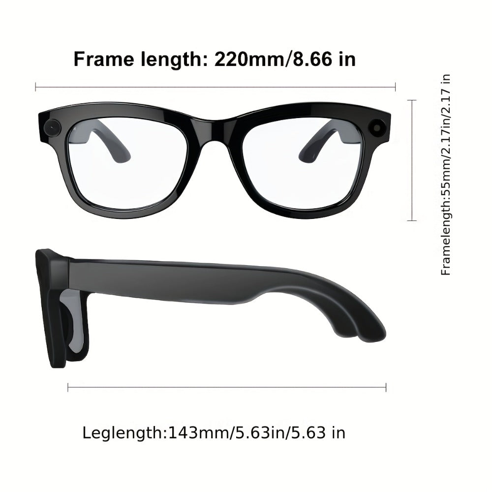 Smart Glasses 8MP 1080P Camera Eyewear with Bluetooth 5.4, Wi-Fi, Built-In Audio and Two Lens Options