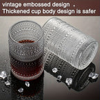 Clear Hobnail Drinking Glasses, Six-Piece 13-Ounce Tumbler Set with Embossed Dot Pattern for Table Settings
