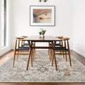 Area Rug Vintage Chenille Print in Light Taupe Brown with Eight Runner and Room Size Options