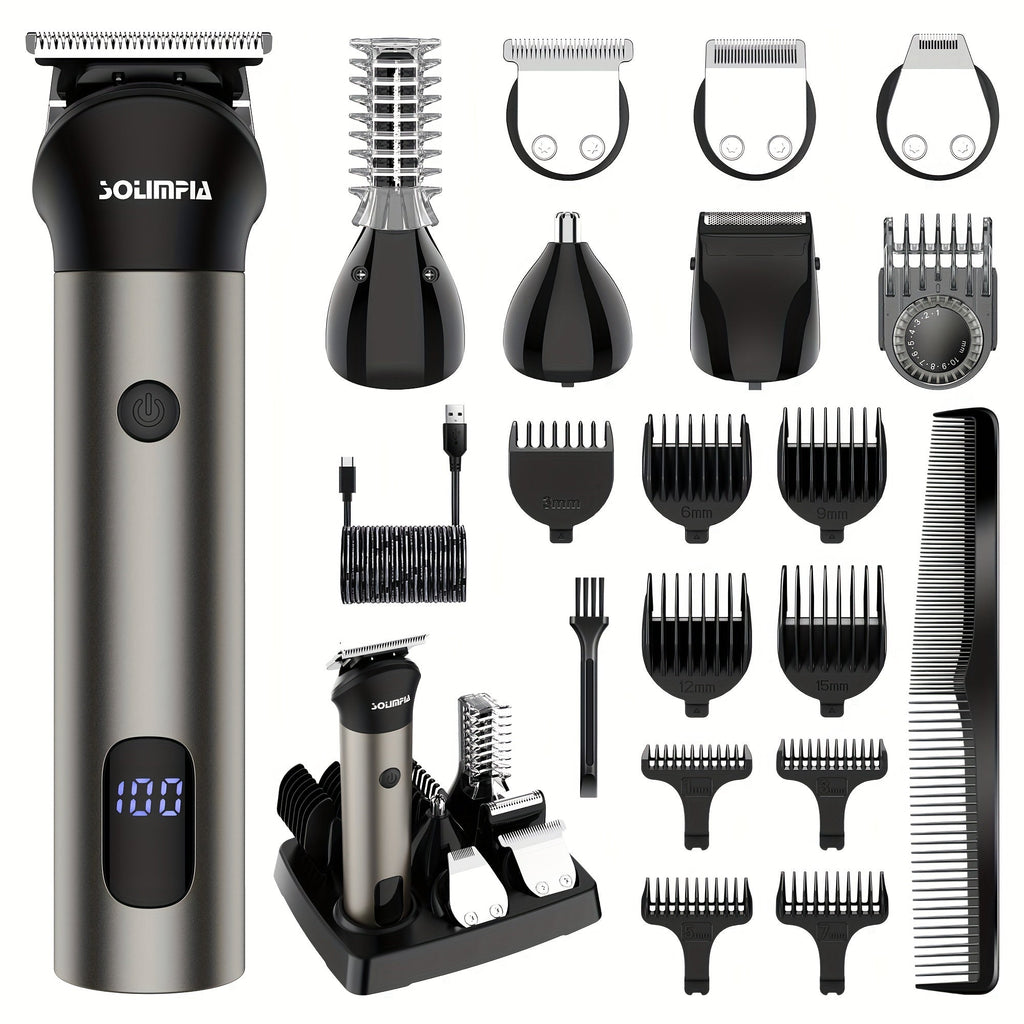 7-in-1 Hair Clipper Grooming Kit for Men Professional Cordless Barber Trimmer Set Beard Nose for Entryways, Bedrooms and Living Spaces