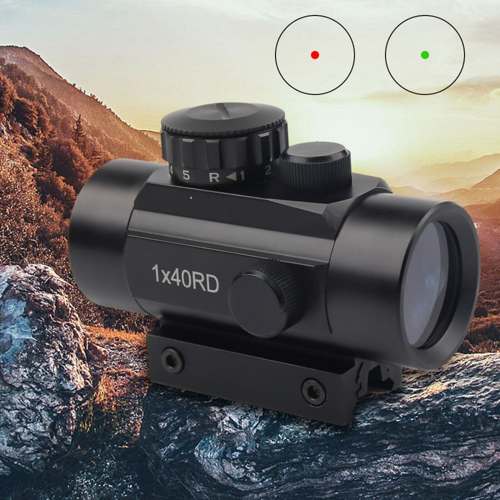 Red Green Dot Sight Scope 1x40 with Picatinny Rail Mount, 2 Reticle Types, Adjustable Brightness for Rifles