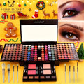 Makeup Kit 190-Color Fold-Out Face and Eye Palette with Center Mirror, 144 Eyeshadow Shades and Eight Brushes