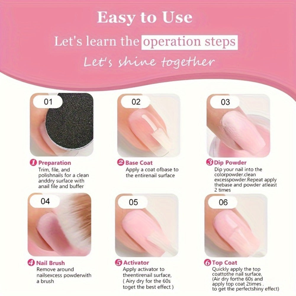 Sparkling Glitter Dip Powder Nail Set 33Pcs with Activator & Primer, 20 Colors No Lamp Needed for French
