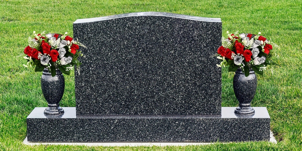 Artificial Cemetery Flowers for Grave with Saddle, Silk Rose Bouquet Headstone Decoration, Memorial Day Grave Flowers