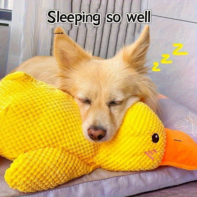 Large Plush Duck Dog Toy with Squeaker – Bite-Resistant Soft Chew Toy for Puppies & Large Breed Dogs, Durable Teething Toy for Golden