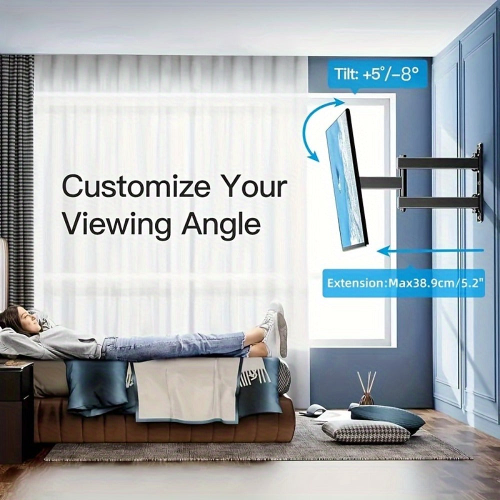 Articulating Full Motion TV Wall Mount 22-55 Inch – Swivel Tilt Extend Bracket for Flat & Curved Screens up to 80 lbs