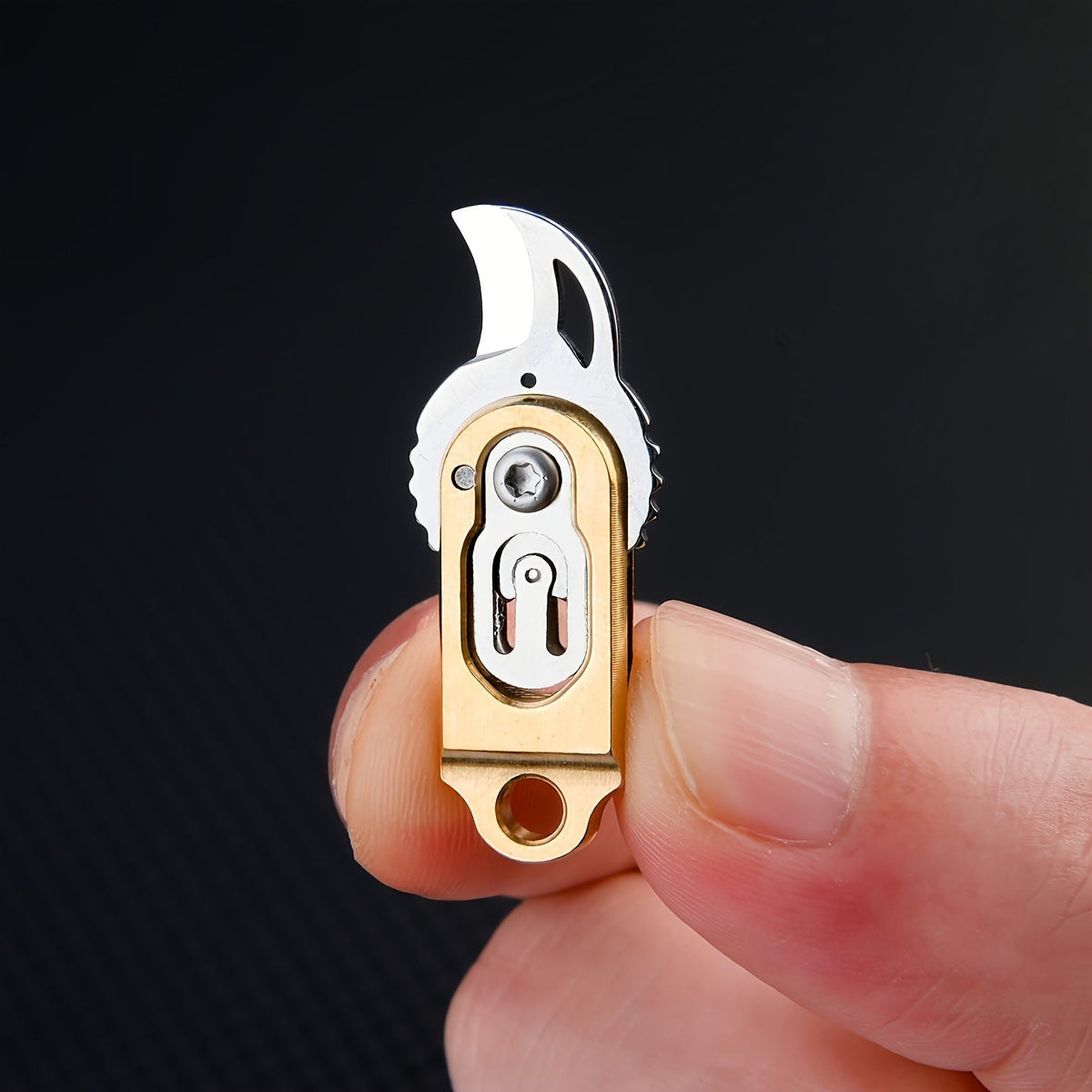 EDC Pocket Knives & Tools – Pocket Knife Keychain Mini Folding Brass EDC with Thumb Stud Drop Point Blade