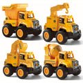 4-Piece Construction Truck Set for Kids, Excavator Dump Truck Crane Cement Mixer Sandbox STEM Engineering Vehicle Playset
