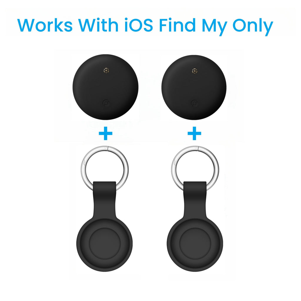 Apple Find My Tracker 2 Pack AirTag-Size Bluetooth Key Finder with Keychain Holder, Anti-Lost Locator for Keys Pets Bags Luggage